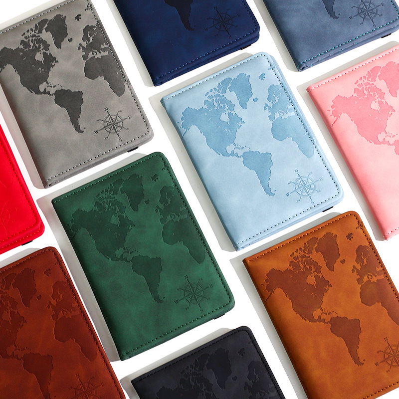Tech Accessories Travel - New Map Printed Passport Holder Leather