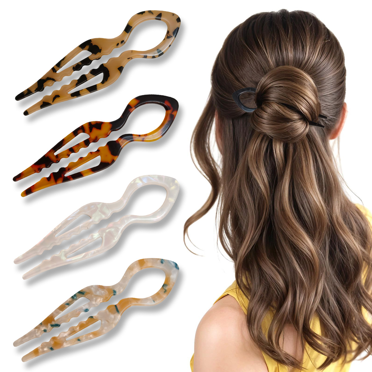 U-Shaped Hair Sticks Tortoises - Tech Accessories Women review and price